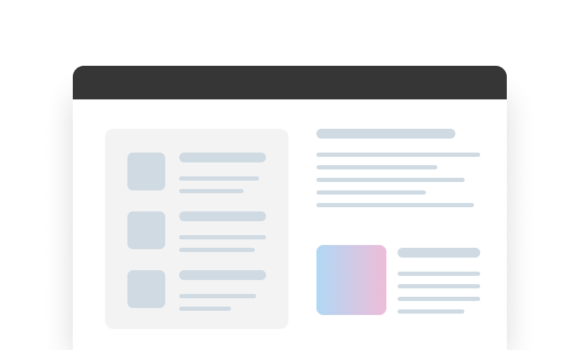 Eine Benutzeroberfl&auml;che mit Textfeldern und Platzhaltern, die verschiedene Inhalte und Layout-Elemente zeigt.