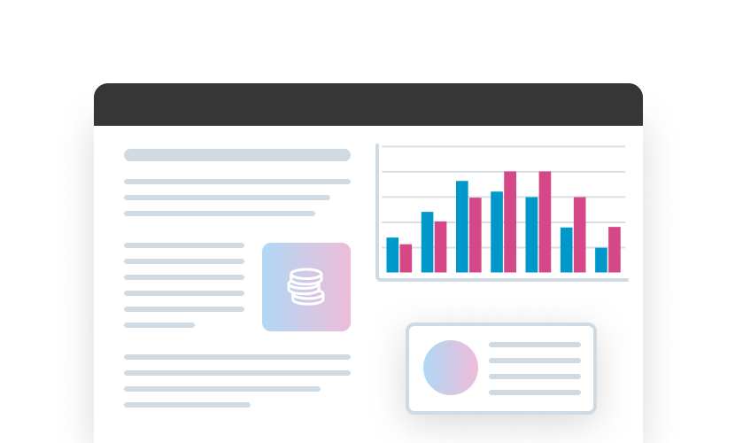 Diagramme und Text auf einer Seite, die Finanzdaten und Analysen darstellen.