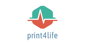 Logo von print4life mit stilisiertem Drucksymbol in Türkis und Rot.